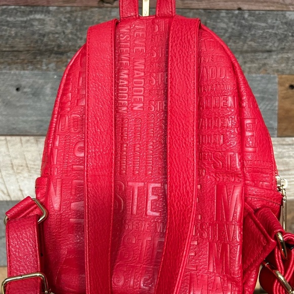 Steve Madden Red  Embossed Logo Mini Backpack